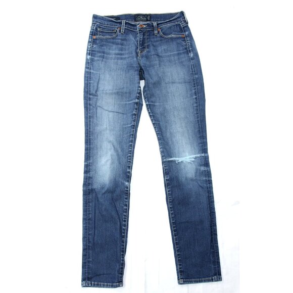 Lucky Brand Stretch Sofia Medium Wash Distressed Mid Rise Skinny Jeans 4/27 Reg - Picture 2 of 11